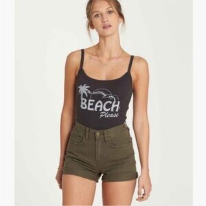 Billabong Olive Green High-Waist Jean Shorts